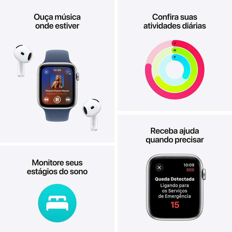 SmartWatch SE GPS • Caixa estelar de alumínio – 40 mm • Pulseira loop esportiva verde-lago